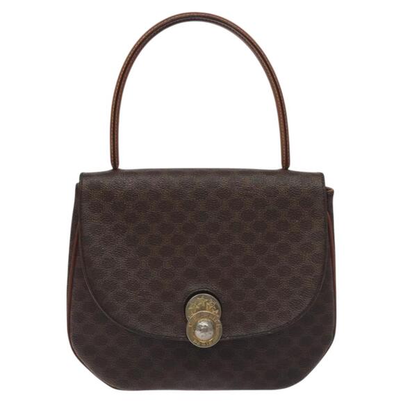 CELINE Macadam Canvas Hand Bag Pvc Leather Brown Gold - Picture 2 of 13